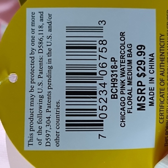 Robin Ruth Chicago Pink Watercolor Floral Medium Bag - Picture 8 of 10